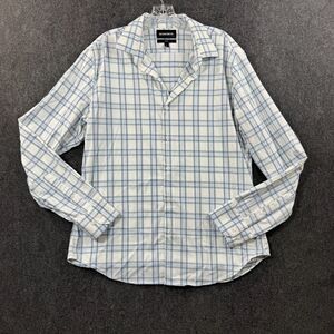 Bonobos Slim Fit Shirt Men's Large White Blue Plaid Casual Button Up Stretch